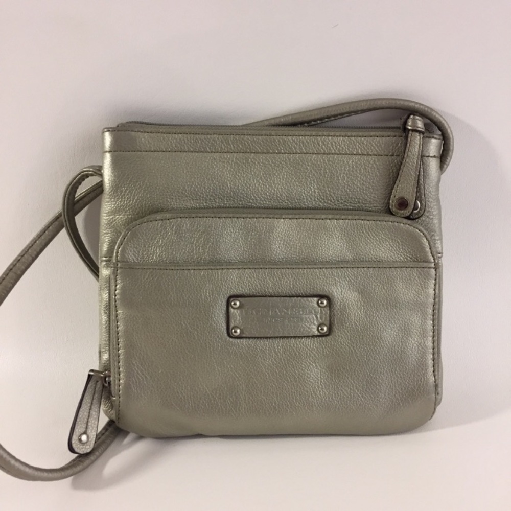 Tignanello Pewter Leather Handbag